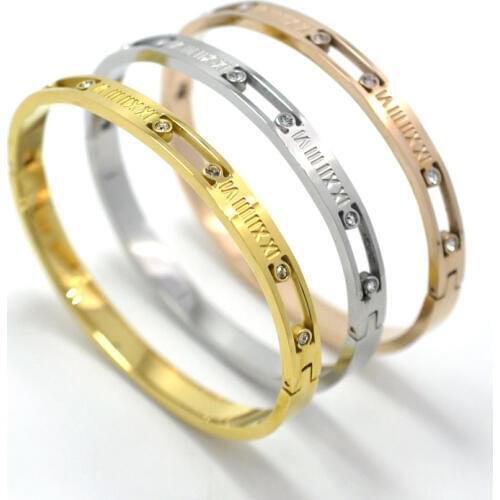 Luxury Brand Roman Letter Bracelets & Bangles For Women Austrian Crystal Pulseira Fashion Jewelry Gold Color Bracelet