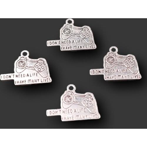 10pcs Silver Plated I Don't Need Alife I Have Many Lives Metal Tags Pendants Hip Hop DIY Charms Game Jewelry Crafts Making A2439