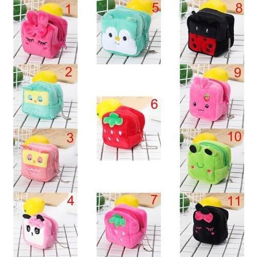 11Styles Mini Kawaii Cartoon Panda/frog/Bird Children Plush Coin Purse Kids Girl Women For Purse Wallet Gift Zip Change