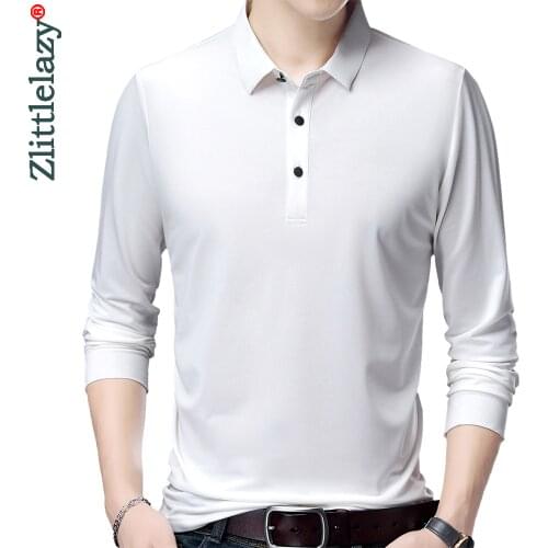 2021 Brand New Long Sleeve Polo Tee Shirt Men Casual Solid Mens Clothing Polos Shirts Mens Fashion Slim Fit Poloshirt Tops 0003