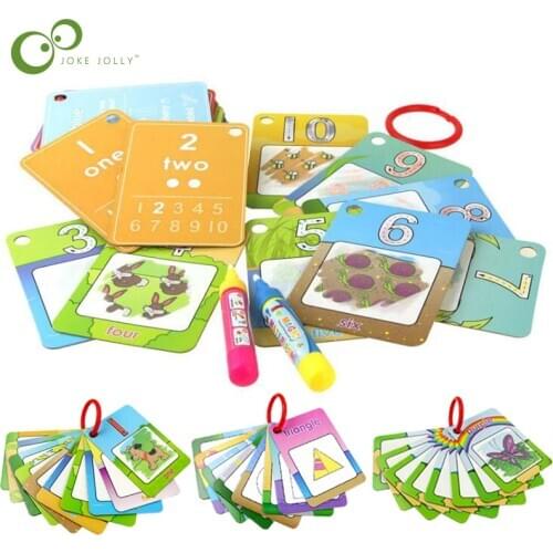 3 Types Reusable Water Drawing Learning Card 1 Magic Pen Recognize Painting Board Educational Toys for kid English Learning GYH