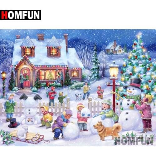 HOMFUN 5D DIY Diamond Painting Full Square/Round Drill "Christmas scene" 3D Embroidery Cross Stitch gift Home Decor A10016