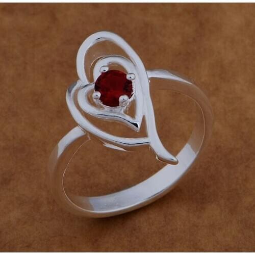 AR633 Trendy wholesale r ring, r fashion jewelry, small and big heart inlaid red stone /bavajsca bbcajsja