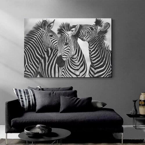 Black and White 3 Zebra Nordic Canvas Painting Poster Print Lovely Animal Wall Art Picture for Bedroom Modern Home Decor Cuadros