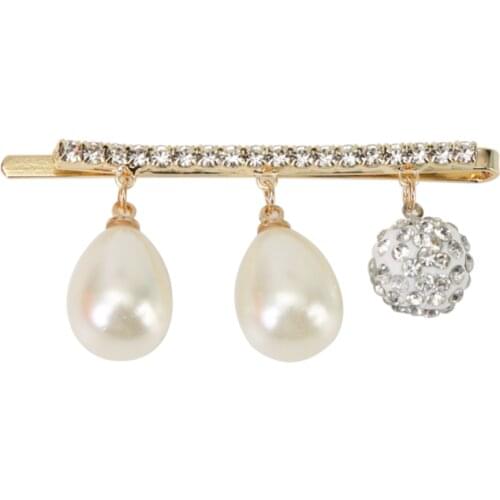Double Single Row Ball Alloy White Simulated Pearls Tassel Rhinestone Bobby Pins Barrettes Hair Clips & Pins Headwear for Women
