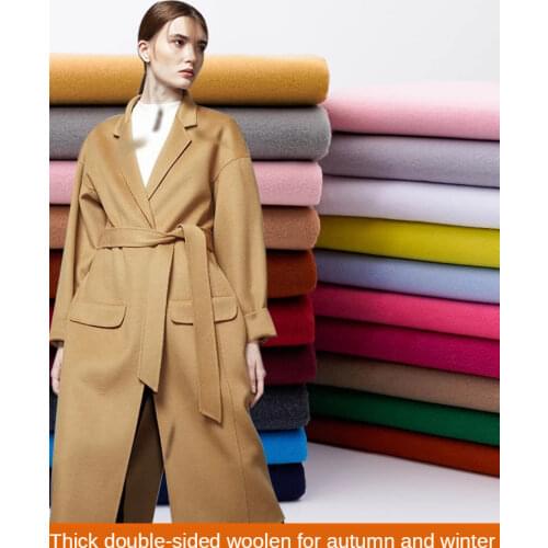 Fleece Fabric Thickened Double-sided Ground Cashmere Woolen Overcoat Fabrics Sewing Dress Plush Cloth Brocade Diy Black Blue