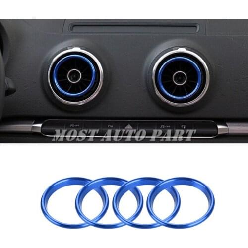Interior Console Air Vent Outlet Ring Cover 4pcs For Audi Q2 GA 2016-2021 Blue/Silver/Red Car accesories interior Car Trim
