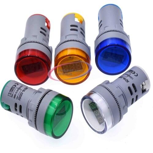 22mm LED Digital Display Gauge Volt Voltage Meter Indicator Signal Lamp Voltmeter Lights Tester Combo Measuring Range 60-500V AC