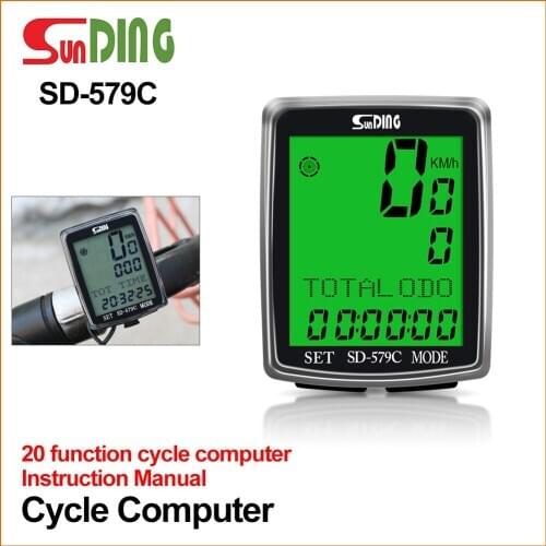 Sunding Wireless Bicycle Computer Stopwatch Bike Speedometer LCD Digital Display Waterproof Odometer Backlight Cycling Computer