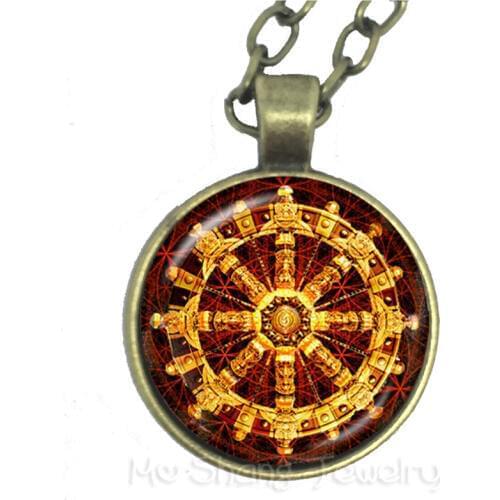 Retro Nautical Compass Pattern 25mm Round Glass Cabochon Pendant Necklace Back To School Gift Graduation Gift
