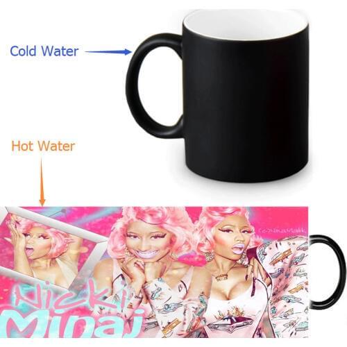 Nicki Minaj mugs cup gifts magical heat sensitive Black colour change coffee Tea Cups ceramic mug