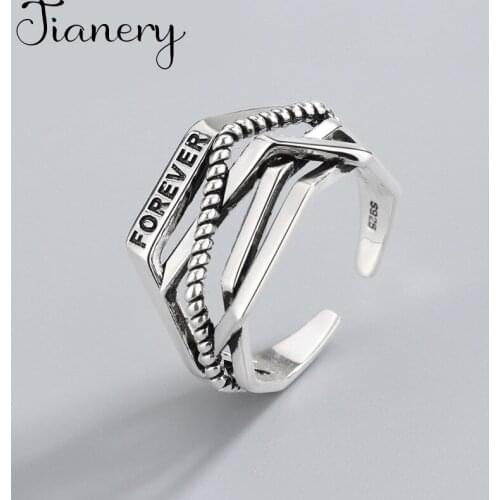 Personality Gothic Vintage Letter Rings For Women Bridal Wedding Engagement Punk Resizable Antique Rings Rock Jewelry