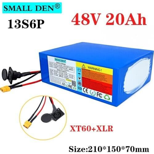 48V 20Ah 18650 Lithium Battery Pack 13S6P 1000W 1200W motor 54.6V Electric bicycle scooter battery With 25A BMS + XLR/XT60 plug