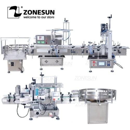 ZONESUN Small Automatic Production Line Pneumatic Juice Gel Bottle Filling Capping And Flat Labeling Machine for Cosmetic