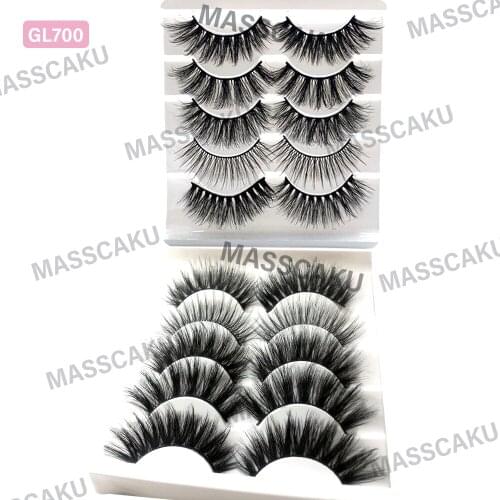 MASSCAKU 5 pairs Faux 3D Mink Lashes Natural Long False Eyelashes Volume Fake Makeup Extension Eyelashes maquiagem