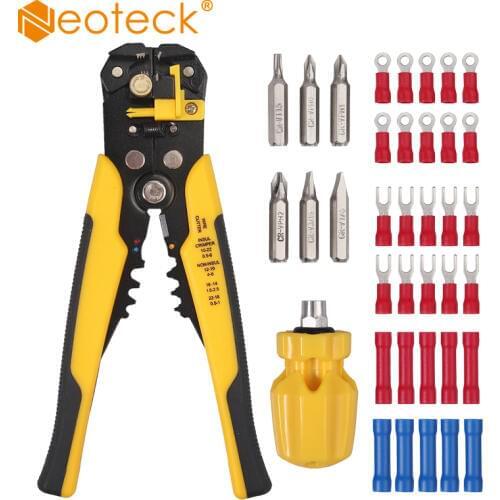 Neoteck Wire Stripper Multifunctional Stripping Tool Automatic Wire Cutter Cutting Pliers Diameter AWG10-24 Wire Pliers Set