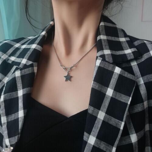 316L Stainless Steel 2021New Fashion Upscale Hipster Jewelry Lucky Star Charms Thick Chain Choker Necklaces Pendants For Women