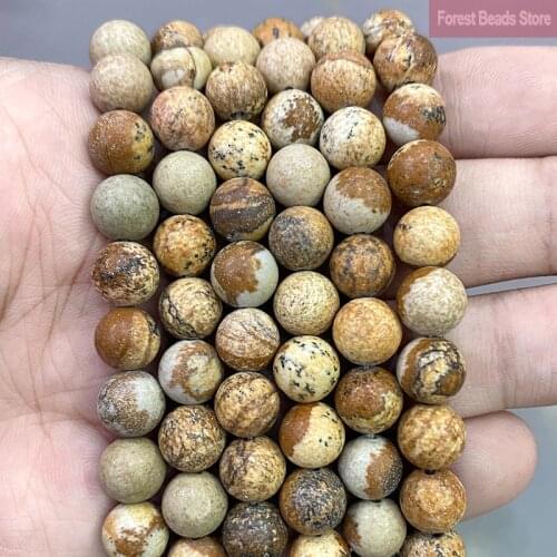 Natural Stone Picture Jaspers Round Beads DIY Bracelet Necklace Charm Beads for Jewelry Making 15"Strand 4 6 8 10 12MM Wholesale