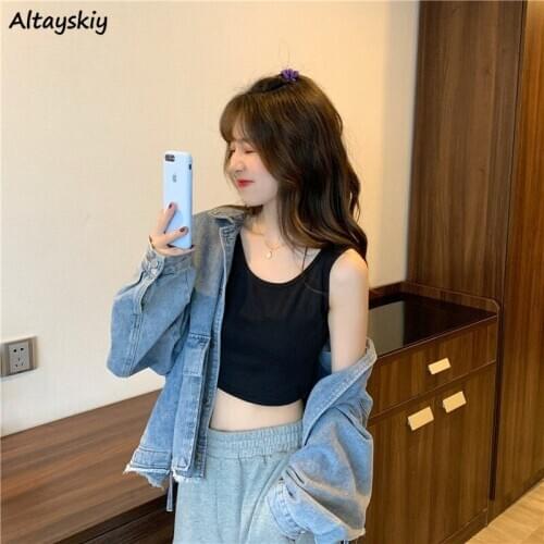 3 Colors Solid Tanks Women Pure Korean Style Slim All-match Chic Trendy Streetwear College Students Teen Female Crop Top Summer