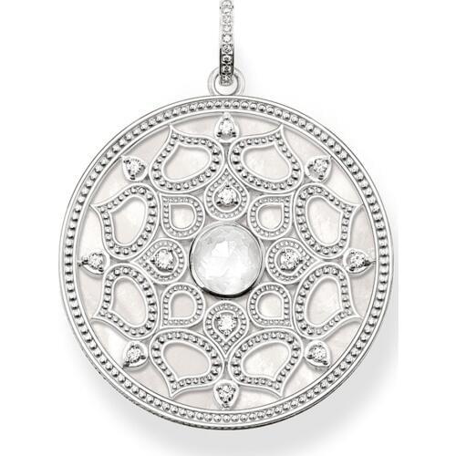 925 Sterling Silver White Zirconia Black Mother-of-pearl Disc Lotus Pendants Fit Necklaces, Most Fashion Jewelry for Women Girls