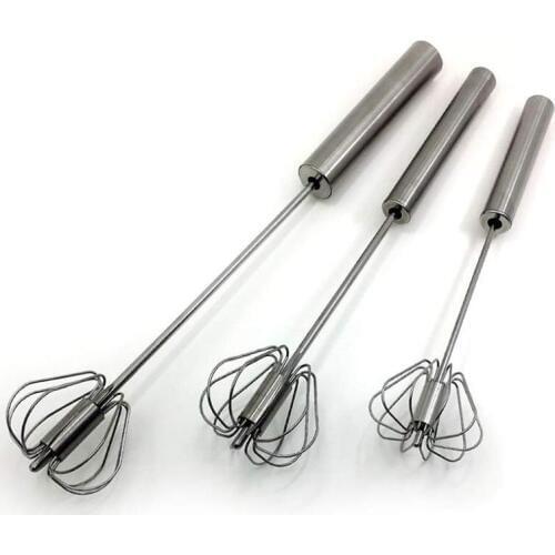 Stainless Steel Semi Hand Push Whisk Blender, Semiautomatic Egg Whisk Versatile Tool Kitchen Utensil for Blending Beating