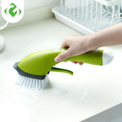 Brush kitchen With detergent cleaning brush Hand Household Cleaning tools Automatic water spray cleaning brush best selling 2019