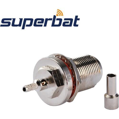 Superbat 10pcs N Crimp Jack Female Bulkhead O-ring RF Connector for RG174 RG178 1.13mm 1.37mm Cable