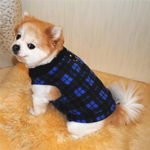 Warm Fleece Pet Dogs Clothes Cute Plaid Solid Pet Coat Puppy Dogs Shirt Jacket French Bulldog Pullover Dog Clothing No Fear Cold