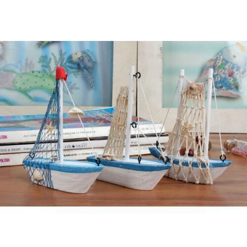 Party Gift Fashionable home Mediterranean style Pure carved wood small ornaments shooting props Navigation Sailing Gifts