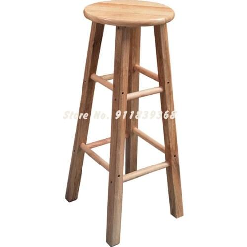 Solid Wood Round High Stool Bar Stool Solid Wood Stool Dining Table Stool Oak Chair High Terrace Stool Round Bar Stool High Chai