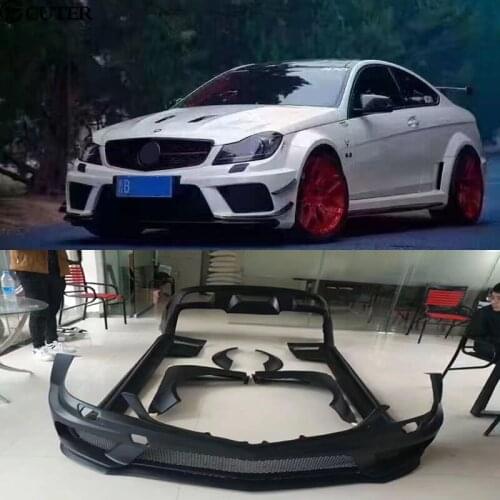 W204 507 style C300 C63 Coupe Wide Car body kit FRP Unpainted front Rear bumper Side skirts for Benz W204 C180 C63 COUPE 06-12