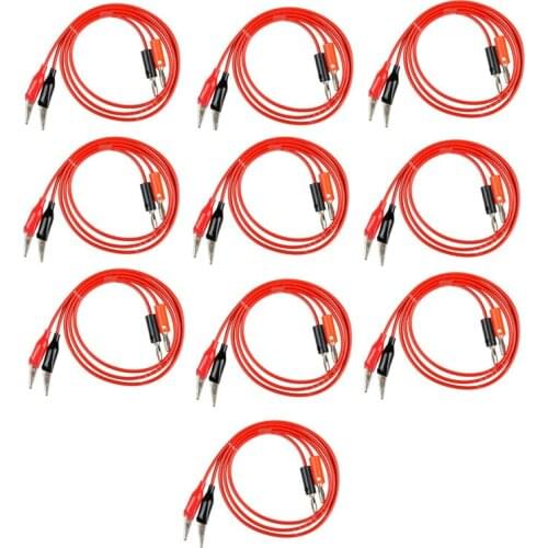 Lot 10PCS DIY 1m Alligator Cilp to Banana Plug Test Cable Lead Connector Dual Tester Probe Crocodile Clip for Multimeter Device