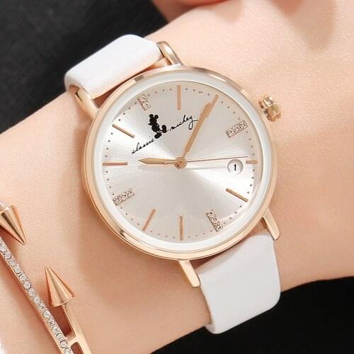 Disney Womens Calendar Watch Womens Fashion Trend Diamond-inlaid Brilliant Fashion Watch 298