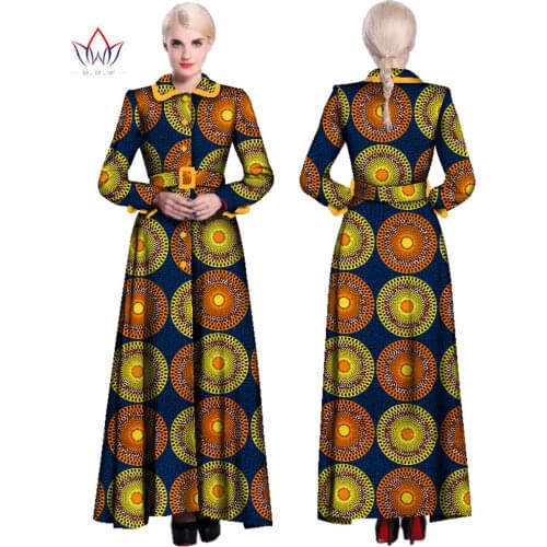 2019 African Dresses for Women Bazin Riche Wax Print Evening Long Dresses Jacket Dashiki African Clothes Slim Dresses WY902