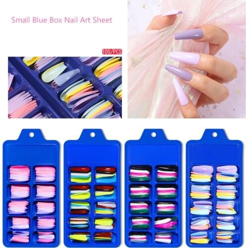 100pcs / Set Ballet Wearing Colorful Nail Patch Art Fake Nail Tips with Glue Stick Display Full Cover Artificial Designs Makeup