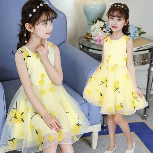2021 Summer Style Flower Girls Dress Toddlers Teen Children Princess Clothing Fashion Kids Party Clothes Sleeveless Dresses