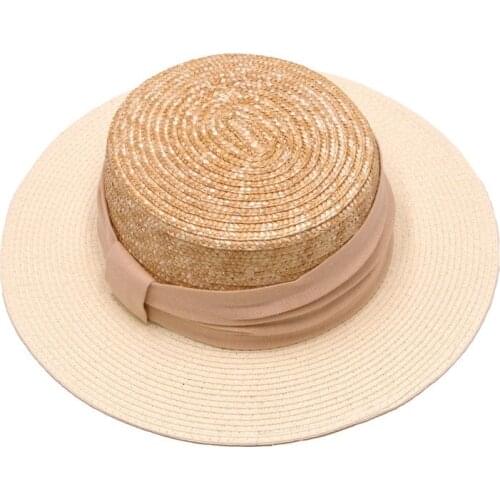 202106-gaoda-flat new summer straw patchwork paper lady fedoras cap women panama jazz hat