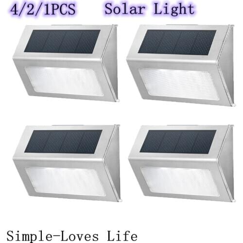 4/2/1 PCS Solar Outdoor Garden Light Stainless Steel Stair Light Step Light Aisle Street Light Garden Decoration Wall Light