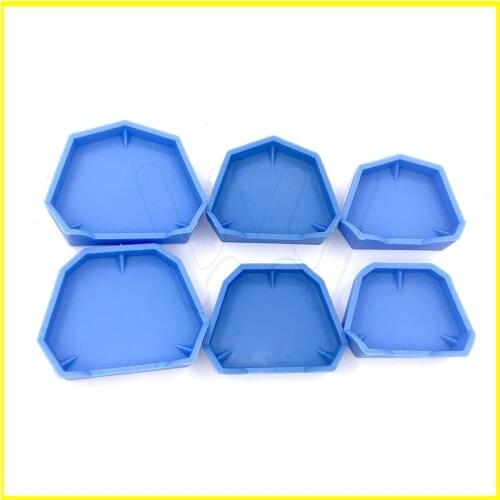6 Pcs Rubber Dental Lab Plaster Model Former Base Molds Tool Tray Blue Silicone
