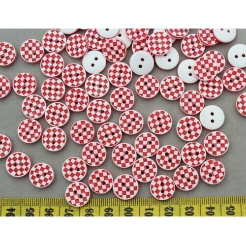 600 pcs Resin red mosaic print Candy Buttons 2 holes 12mm resin gingham kitsch buttons
