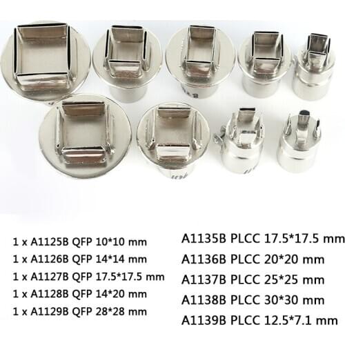 A1135B-A1139B PLCC Series A1125B-A1129B QFP Series 850 852 852D 853 853D 863D SMD BGA Nozzle For Hot Air Gun Desoldering Station