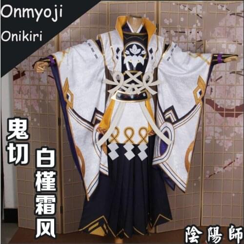 Anime! Onmyoji Onikiri SSR New Skin BaiJinShuangFeng Gorgeous Kimono Uniform Cosplay Costume Halloween Outfit Free Shipping