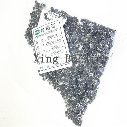 Free shiiping 1000PCS SMD CHIP 3 * 4 * 2MM Micro button 3X4X2 tact switch 4pin little turtle single shrapnel temperature 3x4x2MM