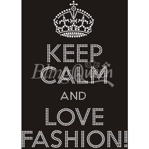BlingQueen 25PCS/LOT Korean Rhinestone Iron On Appliques Keep Calm and Love Fashion Design
