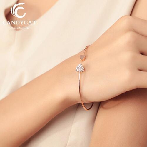 Fashion Crystal Double Heart Bracelets Adjustable Charm Bracelet For Women Friendship Bracelets Gift Wedding Jewelry Accessories