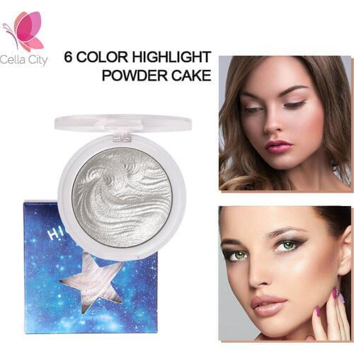 Cellacity face bronzer iluminador highlighter makeup 6 color shimmer and shine highlighter palette powder woman maquillage