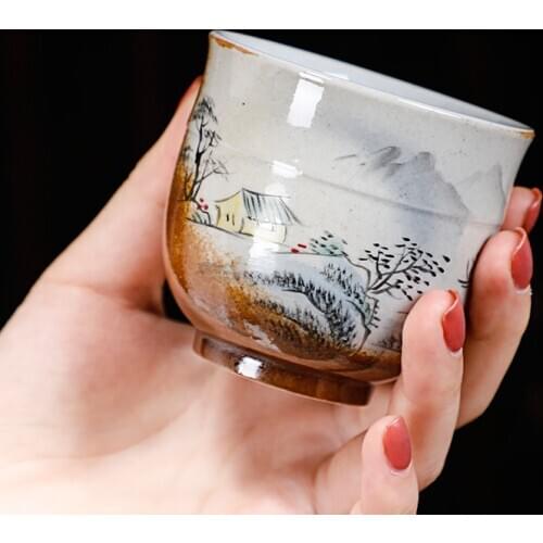 Jingdezhen Tea Cup 90ml-110ml Vintage Tea Bowl Handmade Ceramic Cups Kiln Change Teacup Japanese Teaware Crafts Decora Teacups