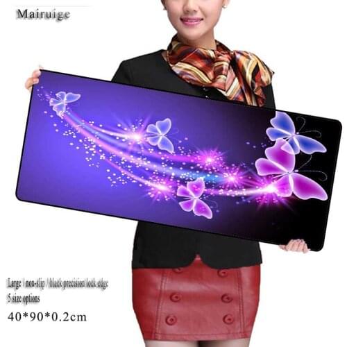Mairuige Shop Gaming Purple and Black Butterfly Mouse Tablet Pad Large Game Laptop Keyboard Mat 900*400*3MM for Dota LOL CS Go