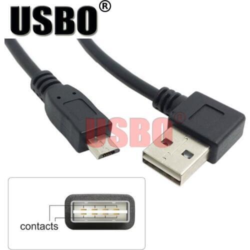 Black 1.0M Elbow 90 degree USB 2.0 to micro USB mobile hard disk mobile phone tablet data cable male to male extension cable