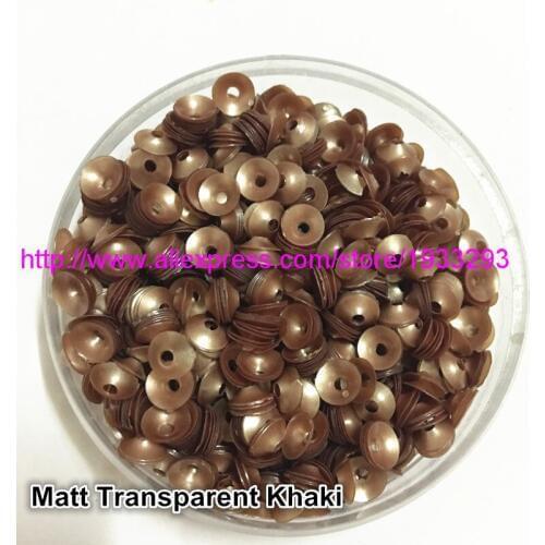 50g(3000pcs) 6mm CUP Matt Transparent Khaki color Funnel Shape round loose sequins Paillette sewing Wedding craft good quality